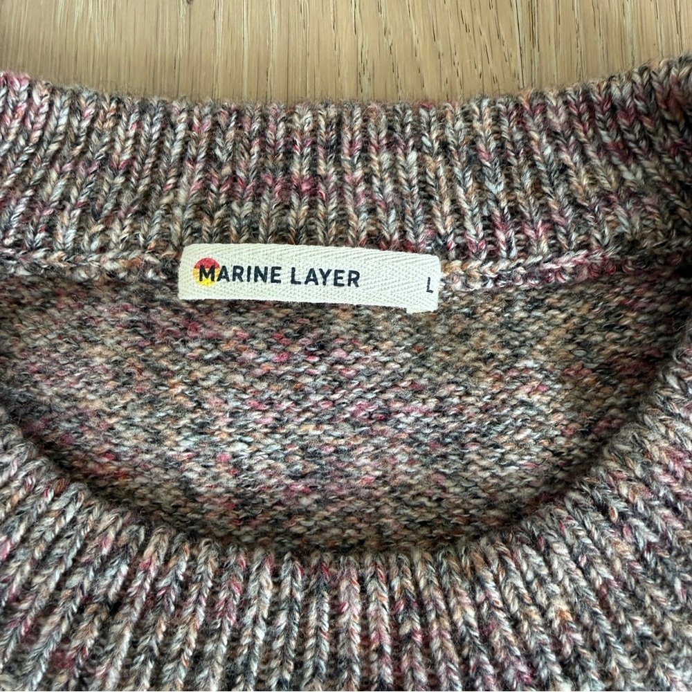 Marine Layer Alma Puff Sleeve Cotton Blend Crewneck Sweater - Picture 5 of 6